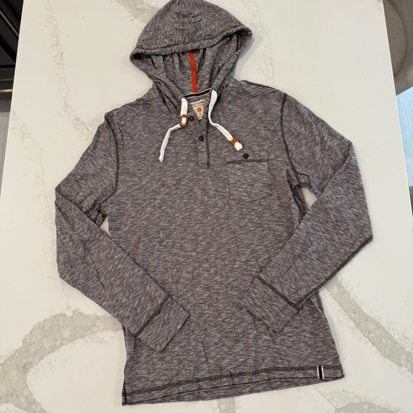 Ruff Hewn Henley Pullover Hoodie Lightweight Sweatshirt Mens Small Heather Brown - Picture 1 of 7